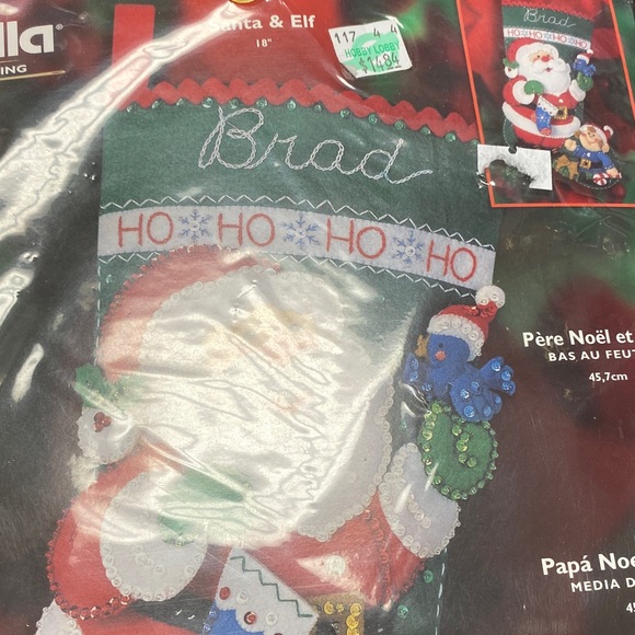 Bucilla Festive Santa and Elf Stocking Kit - Picture 2 of 4